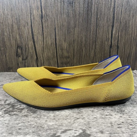 Rothy’s The Point Authentic Ballet Flats Marigold Yellow Knit Flats Size 8.5 - Picture 3 of 9
